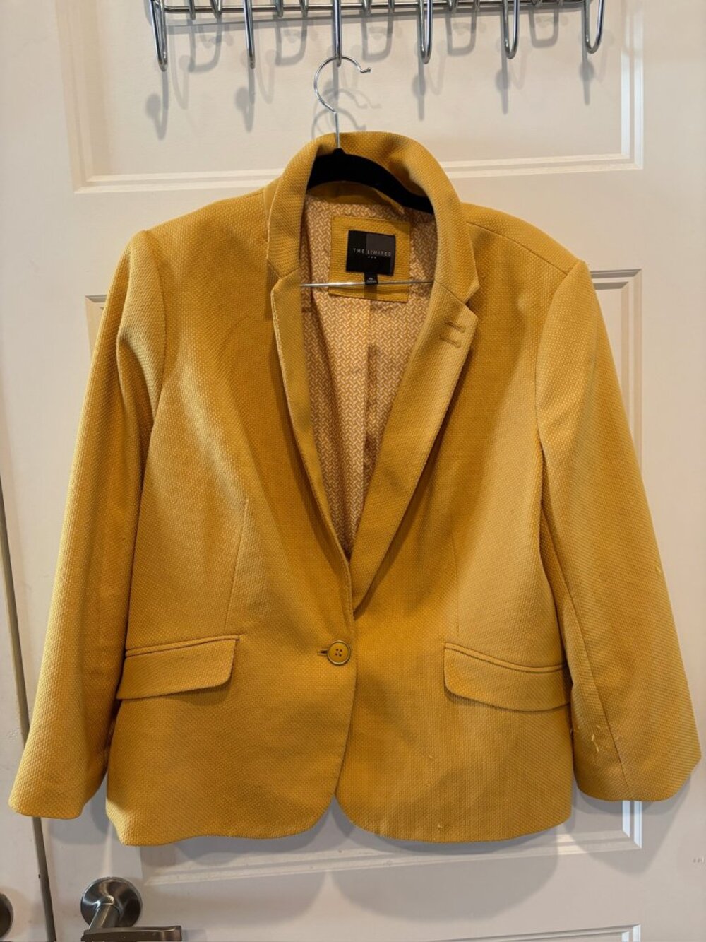 The Limited Mustard Yellow Textured One Button Blazer - XL